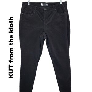 KUT from the kloth High Rise Diana Fab Ab Skinny Black  Corduroy Pants Sz 14W